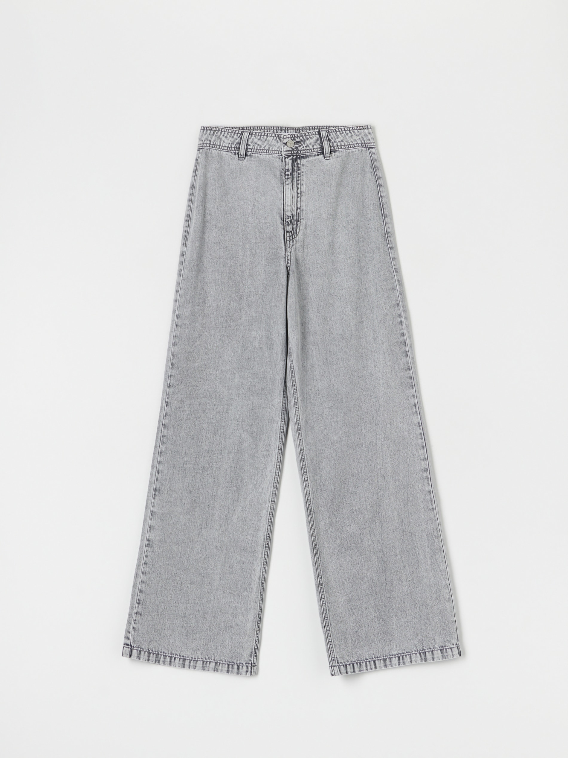 Sinsay - Rifle high waist wide leg - svetlošedá