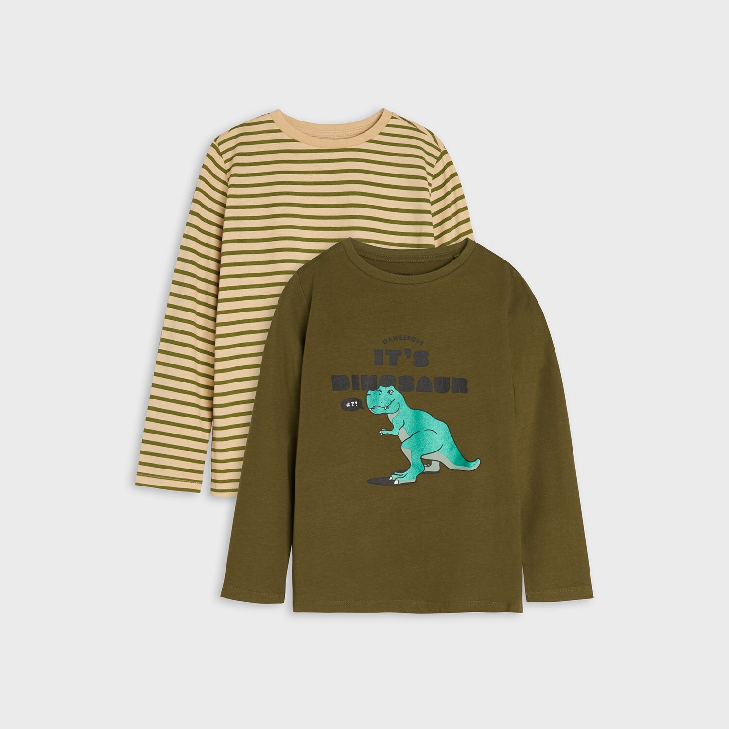 Levně Sinsay - Sada 2 triček s dlouhými rukávy - Khaki