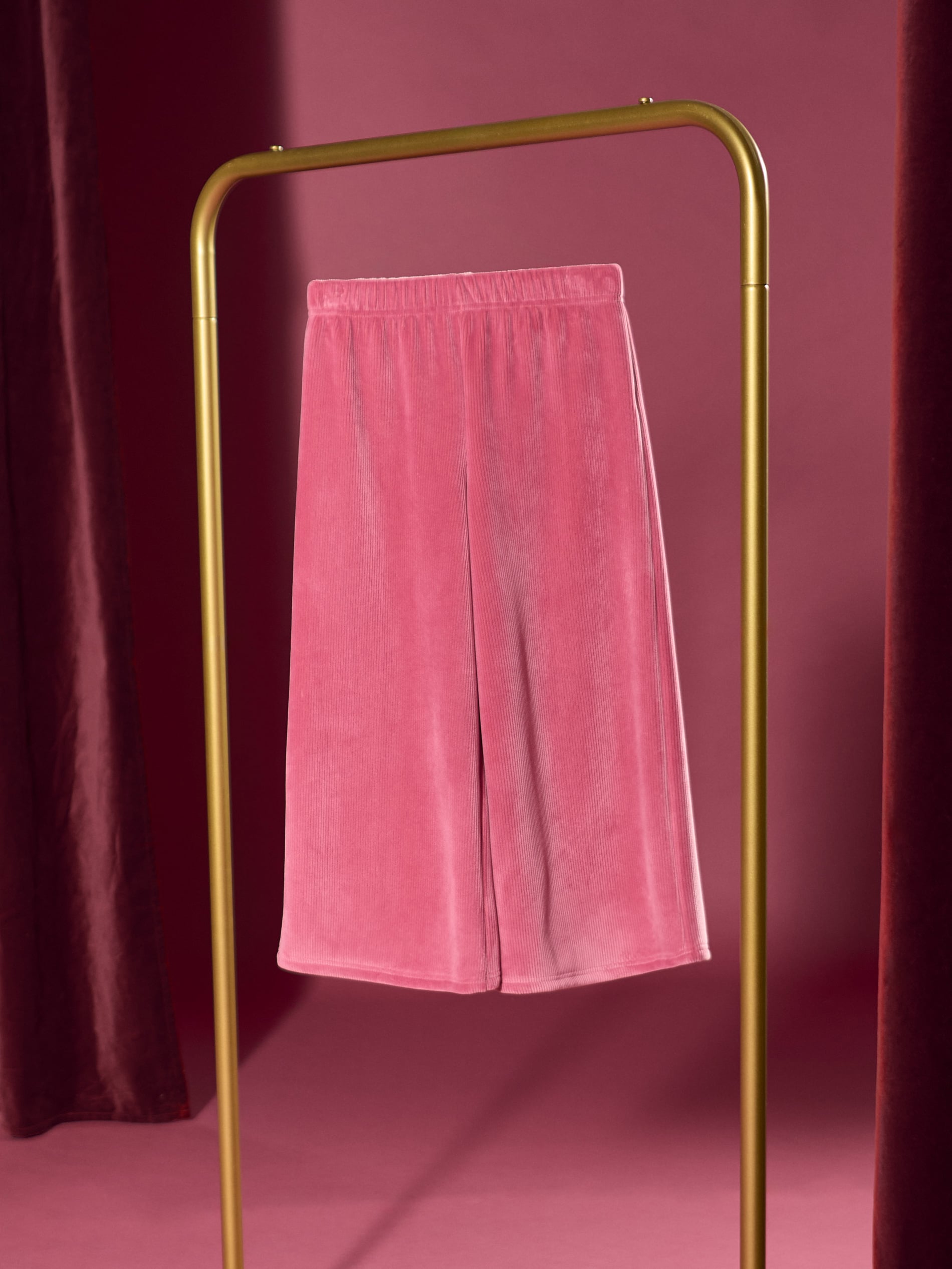 Sinsay - Spodnie wide leg z polarem wewnątrz - bordowy