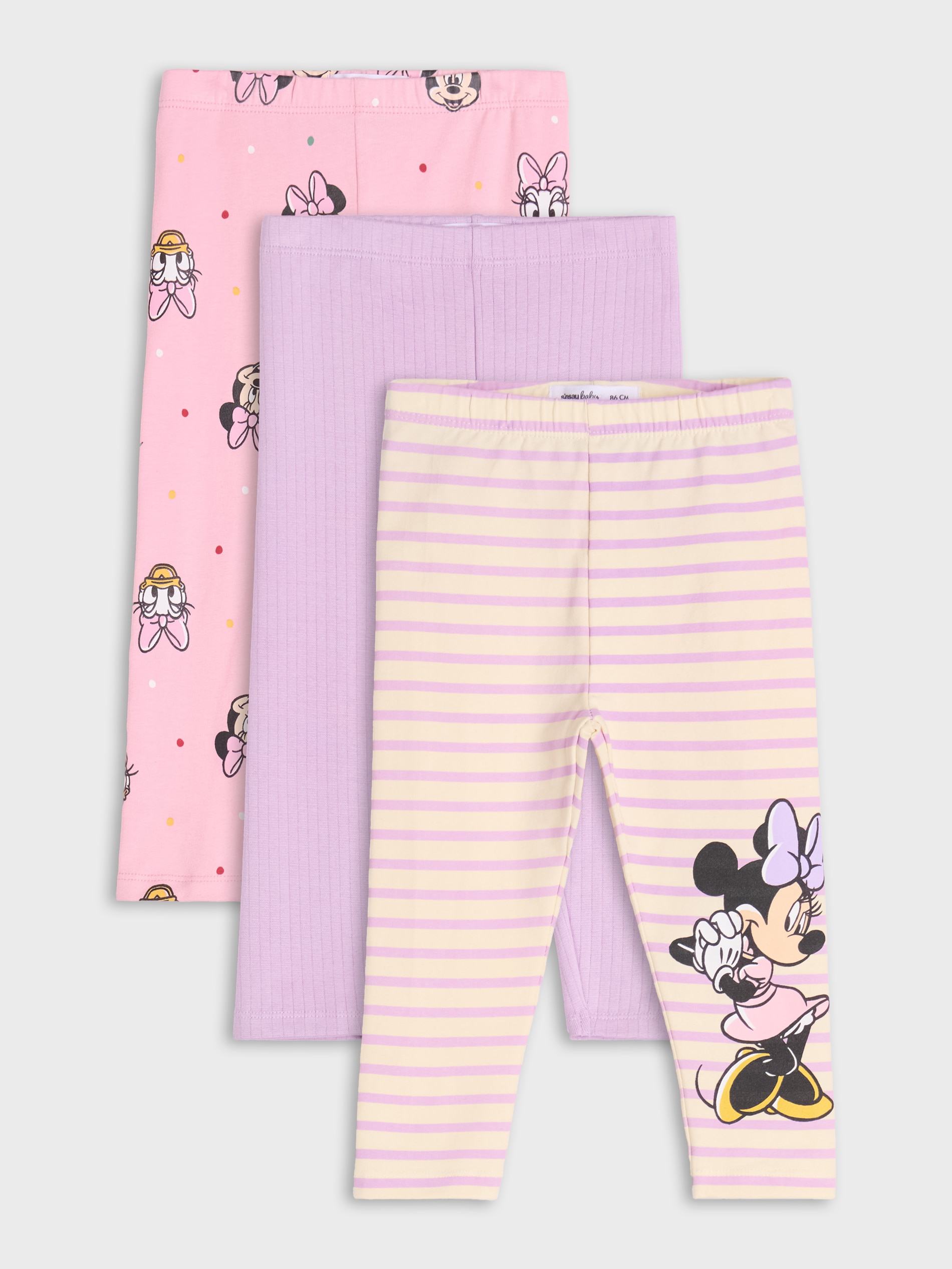 Sinsay - Set De 3 Perechi De Colanți Minnie Mouse - Crem