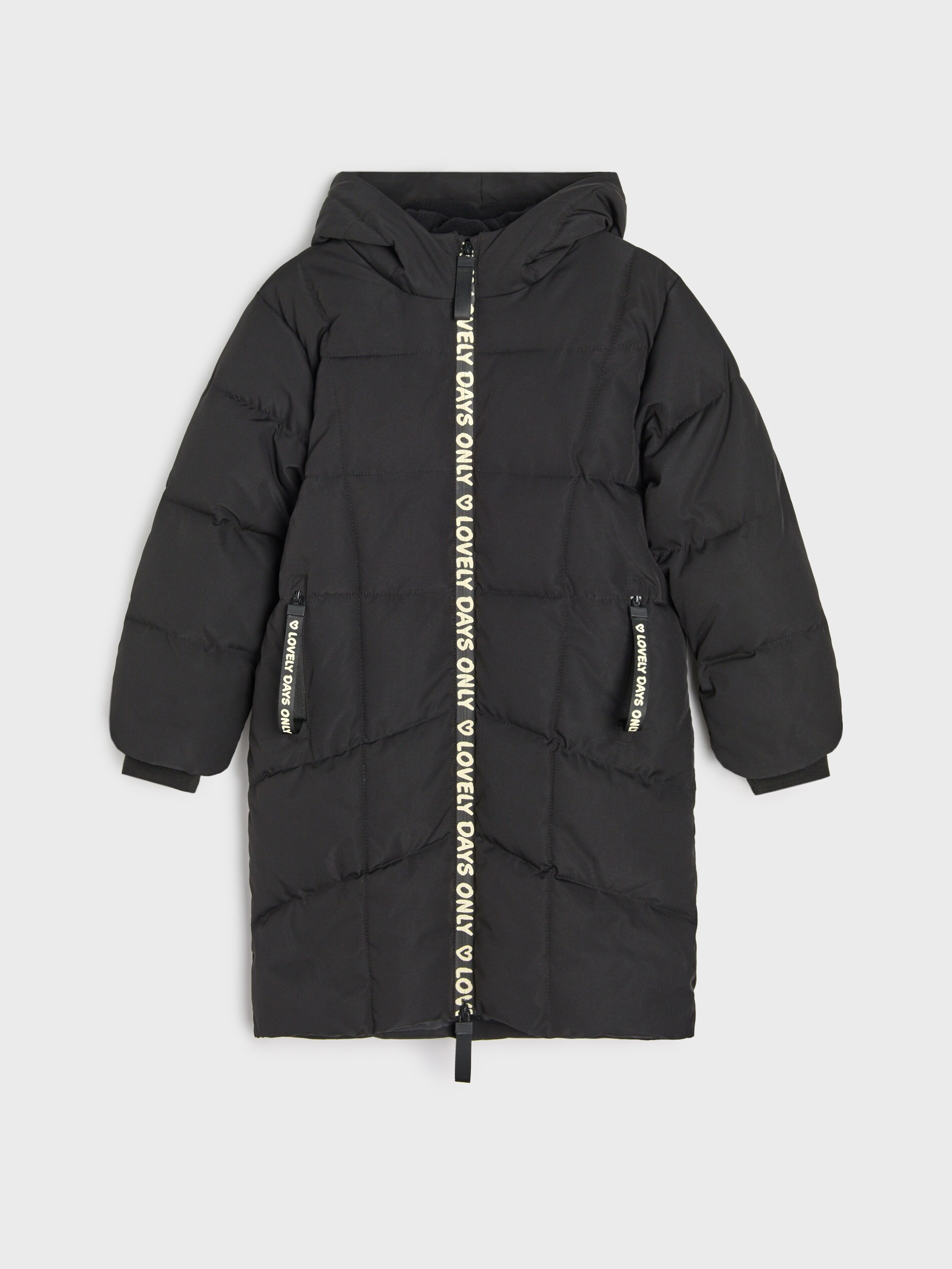 Sinsay - Καπιτονέ παλτό με κουκούλα - μαυρο φωτογραφία