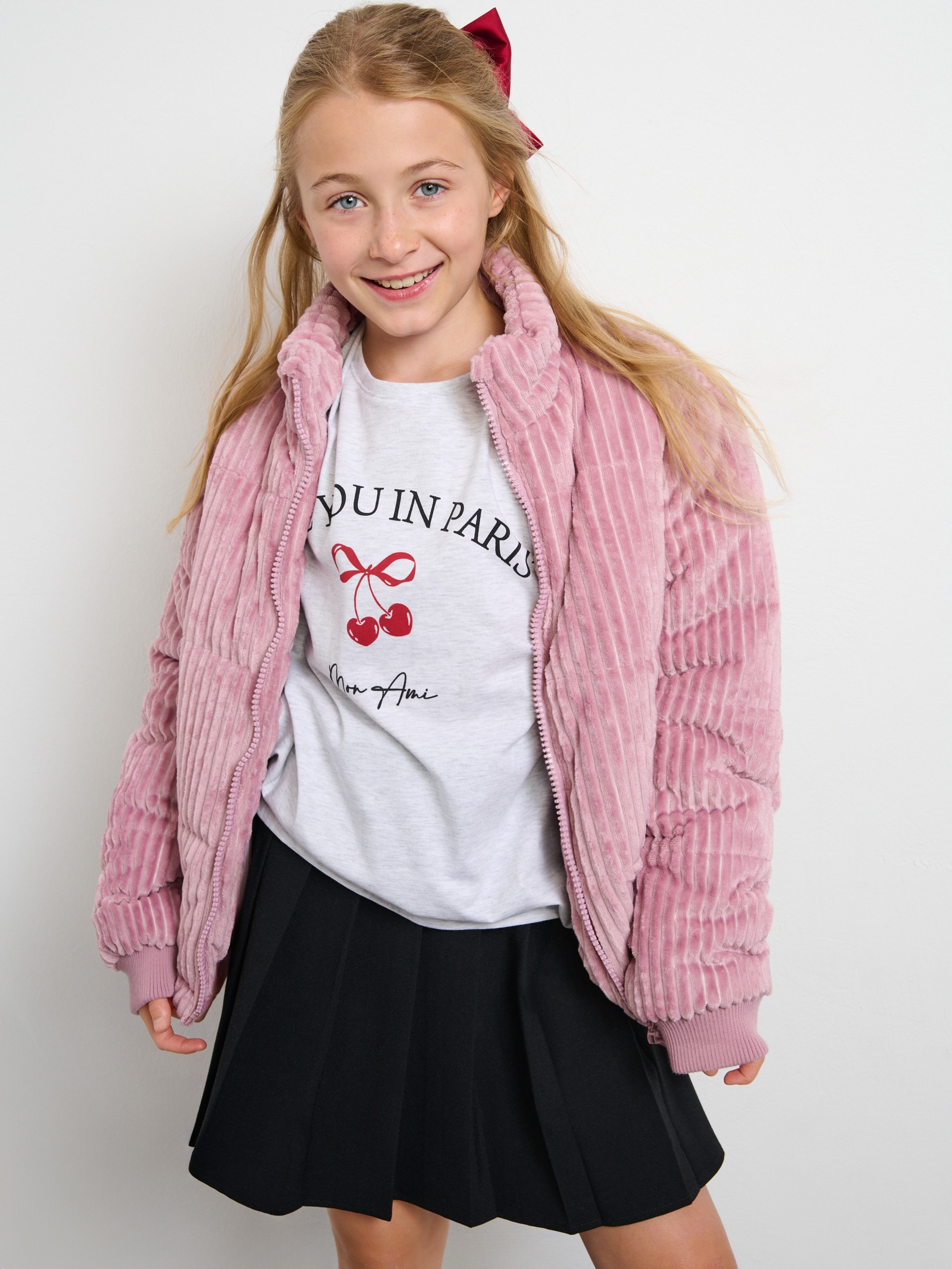 Sinsay - Sztruksowa kurtka z kieszeniami i stójką - różowy