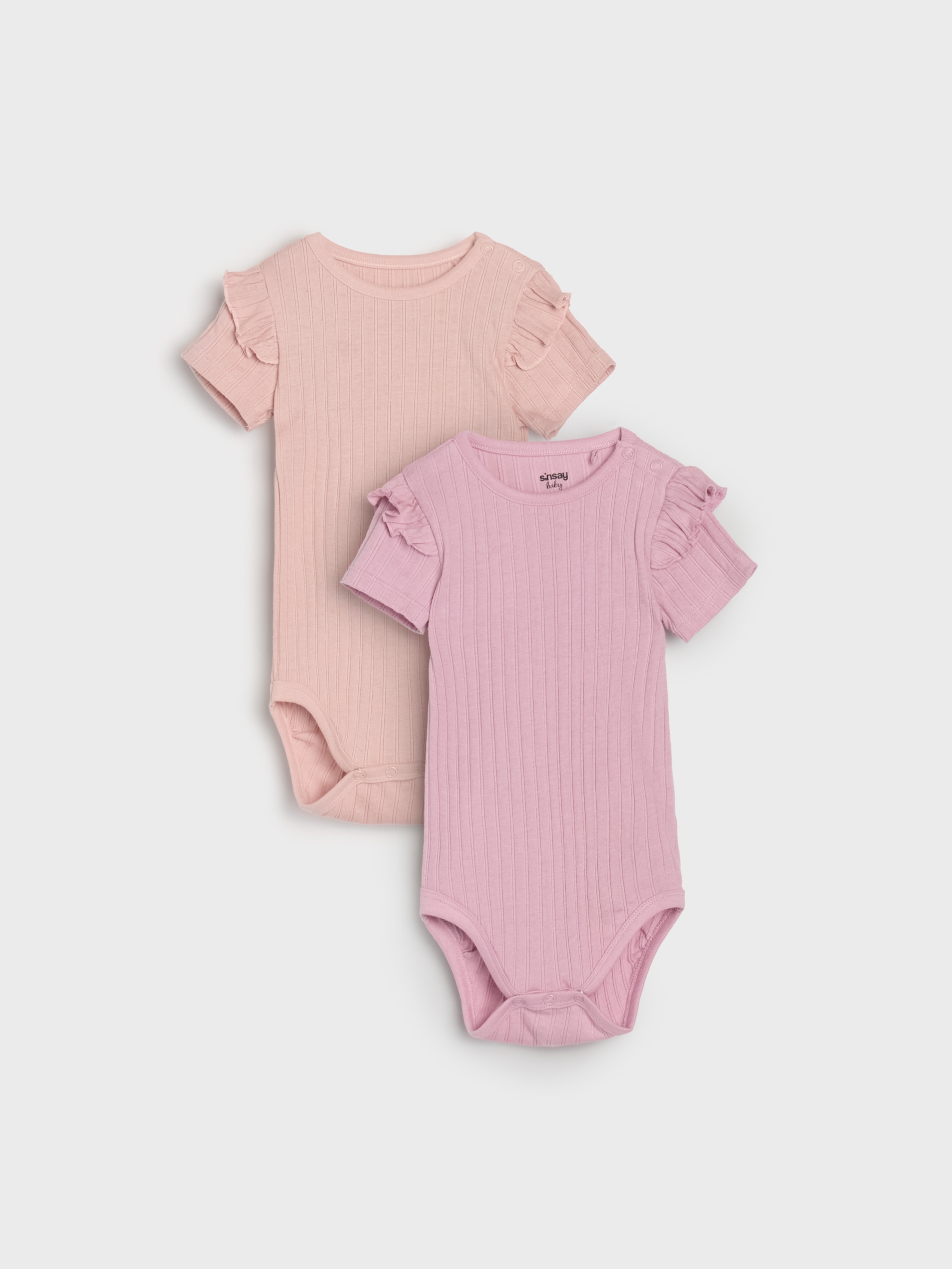 Sinsay - Body z prążkowanej dzianiny z ozdobnymi falbanami 2 pack - fioletowy