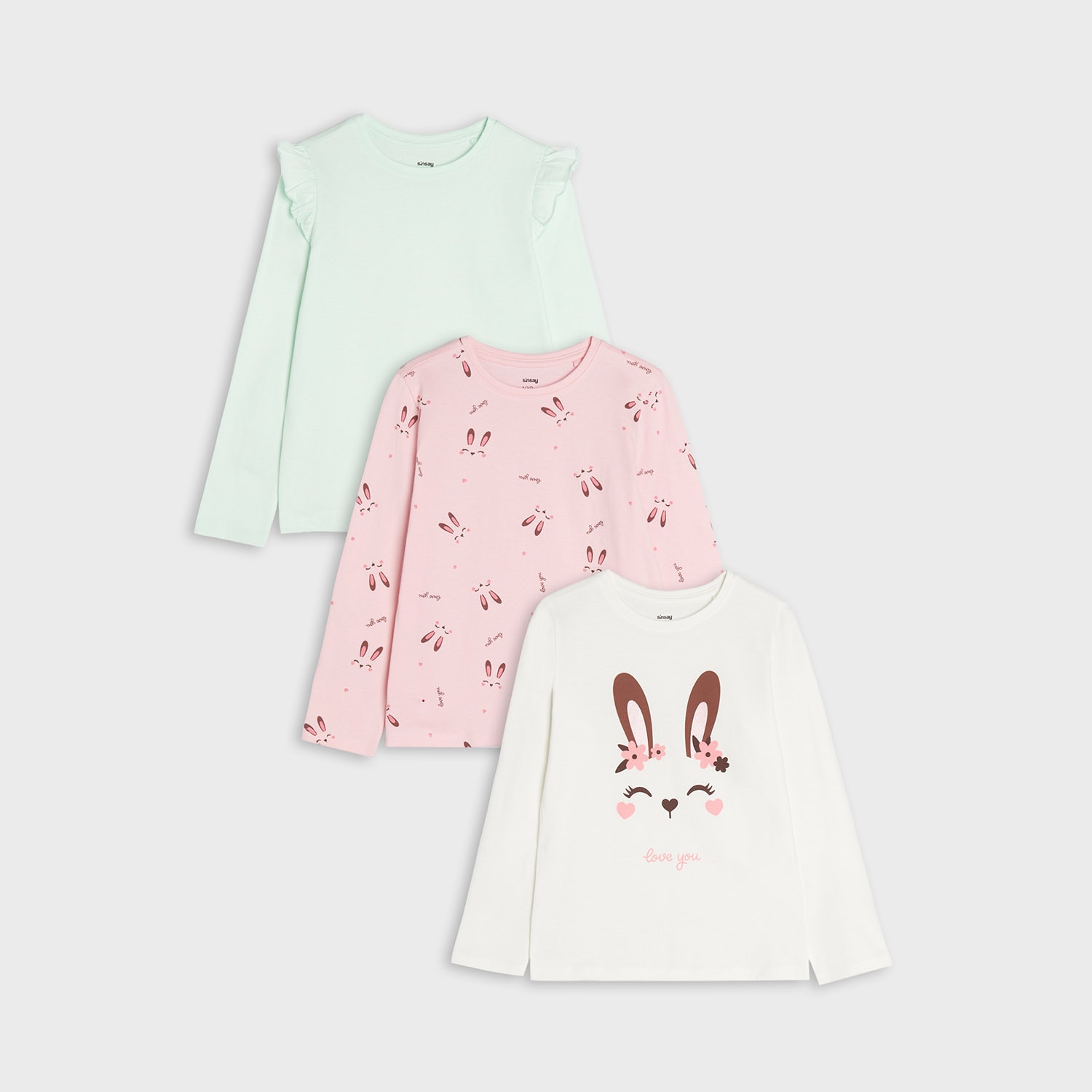Levně Sinsay - Sada 3 triček s dlouhými rukávy - Multicolor