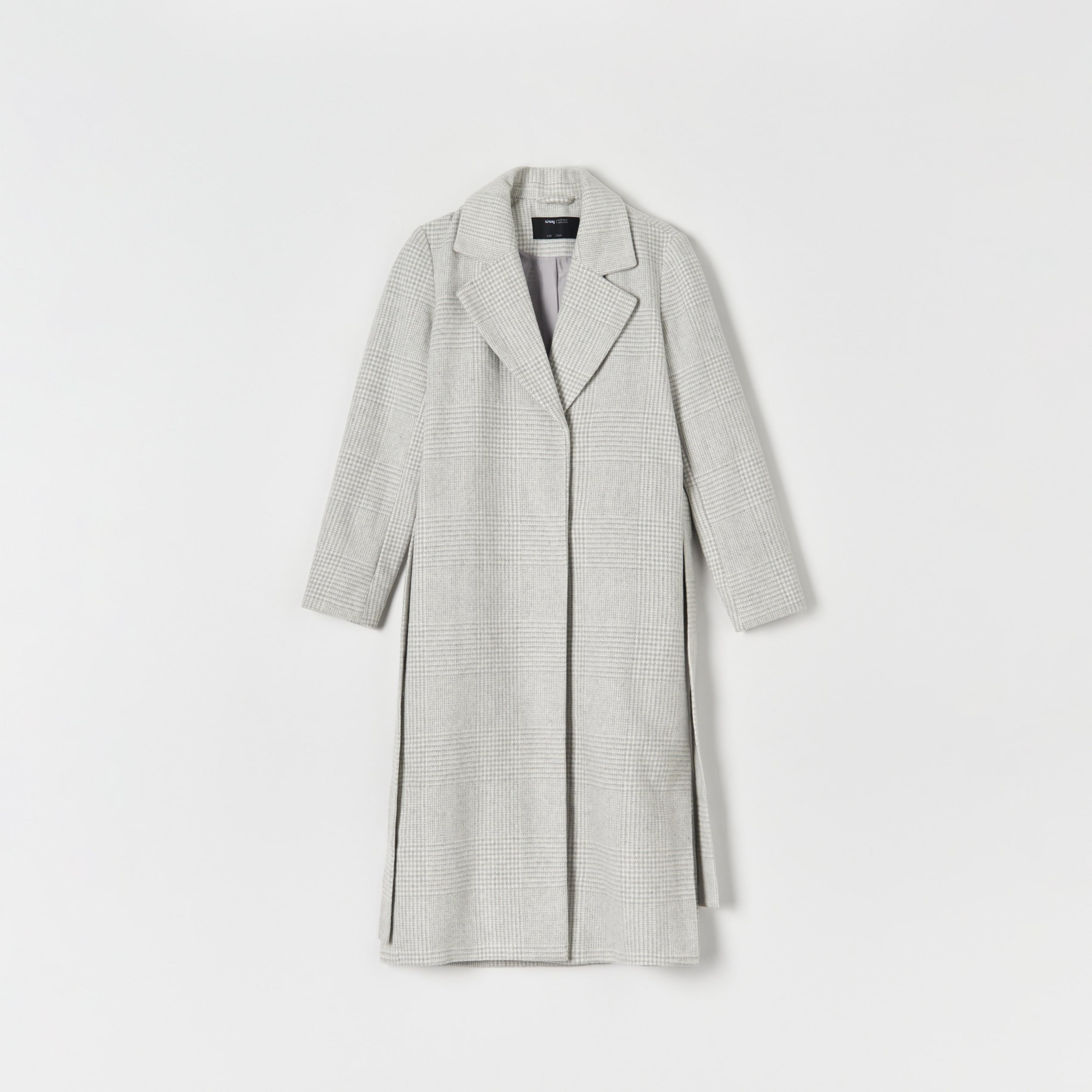 E-shop Sinsay - Károvaný kabát s prímesou vlny - Viacfarebná