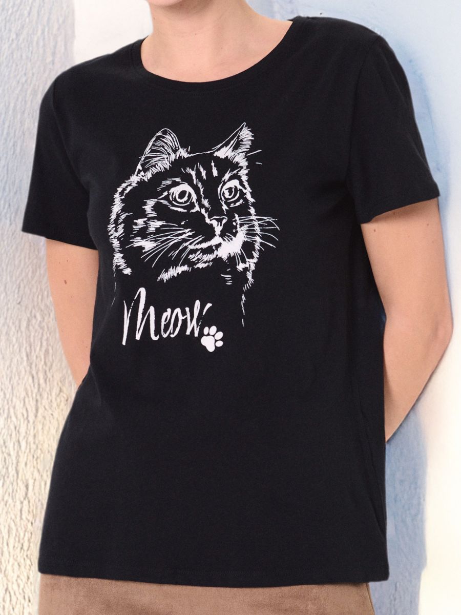 Majica s tiskom - črna - SINSAY