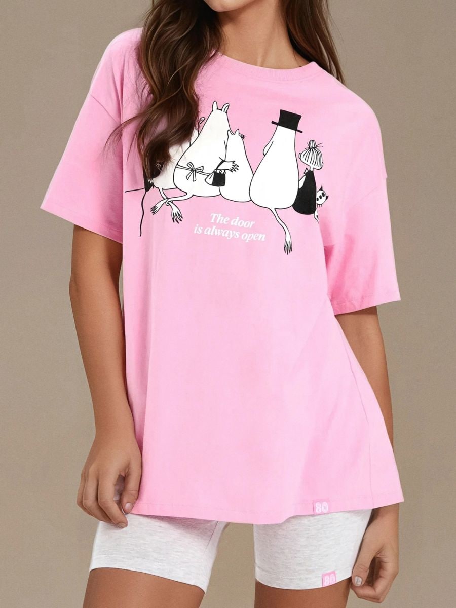 Dvoudílná pyžamová souprava The Moomins - pastelová růžová - SINSAY