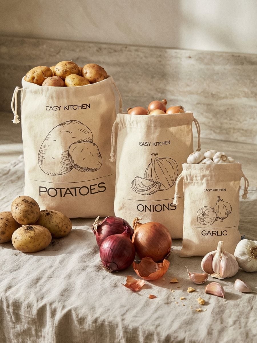 Puuvillaste toidukottide komplekt - kreemvalge - SINSAY