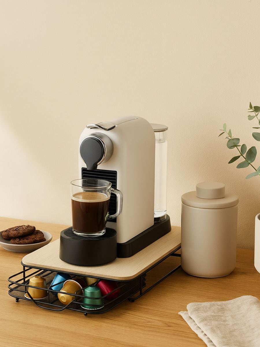 Pojemnik na kapsułki do kawy z szufladką - beżowy - SINSAY