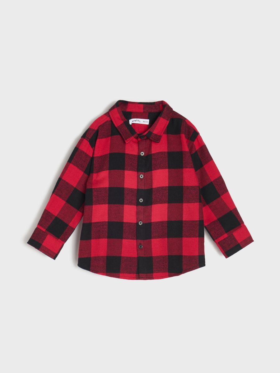 Cămașă din bumbac în carouri - roșu - SINSAY