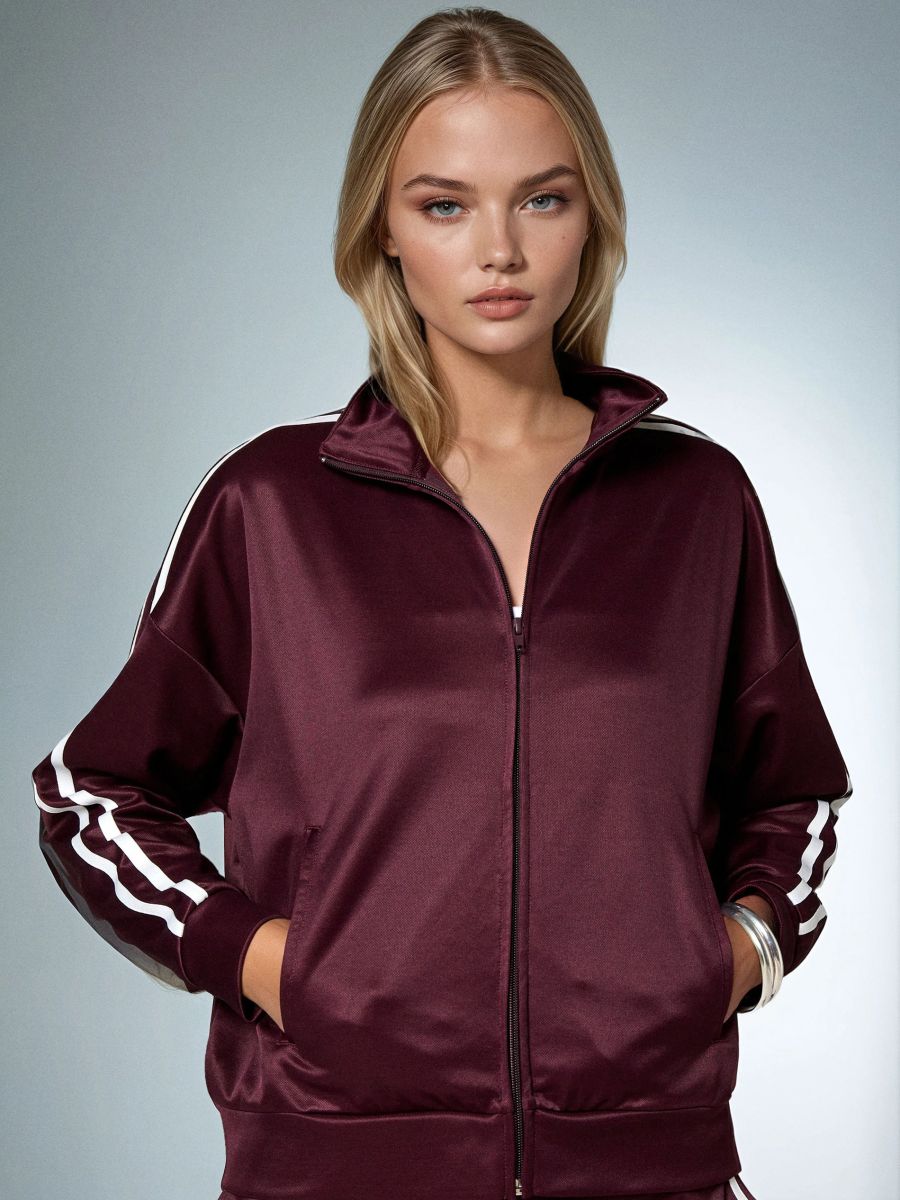 Mikina na zip se stojáčkem - burgundy - SINSAY