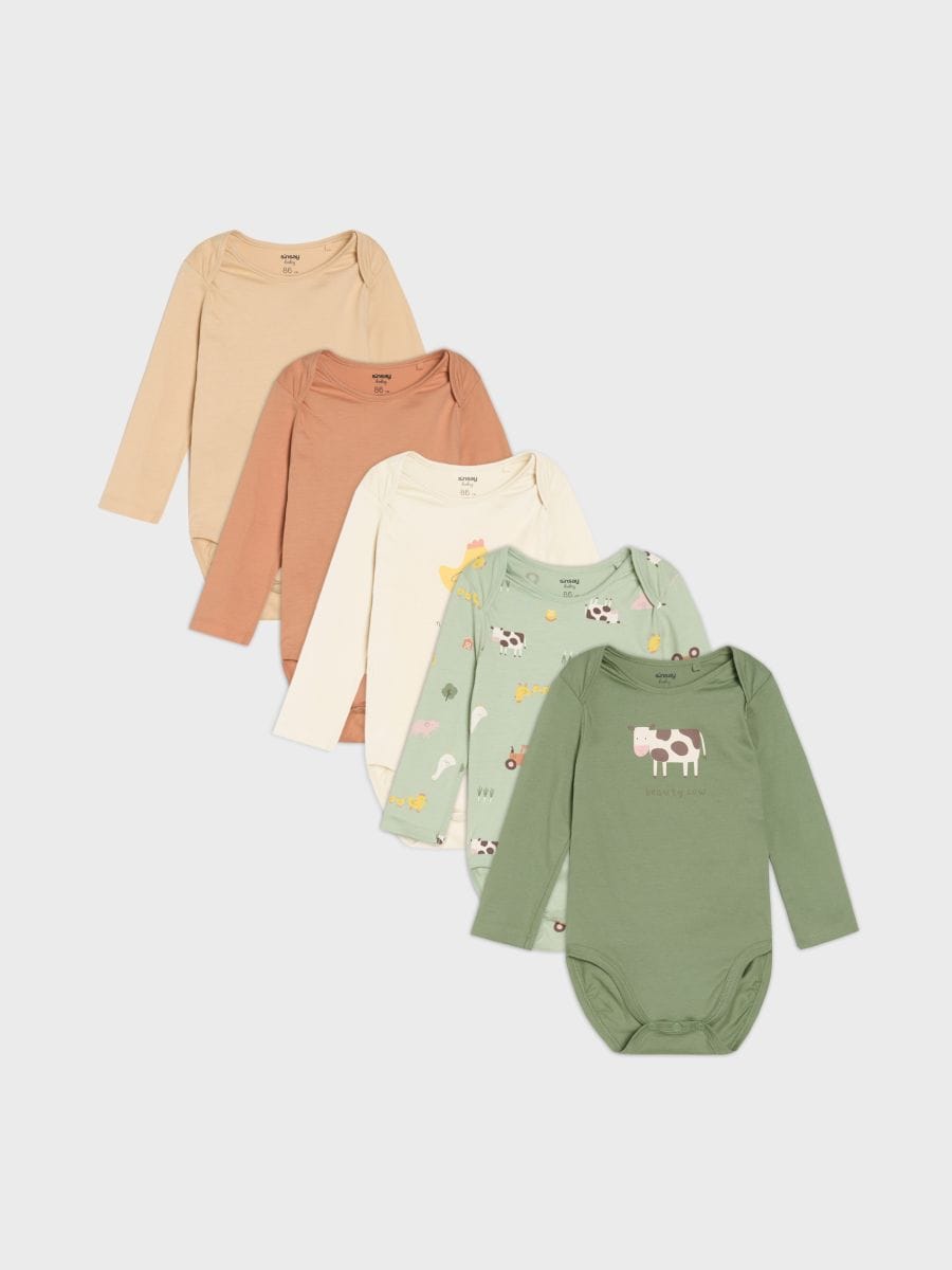 Confezione da 5 body - verde polveroso - SINSAY