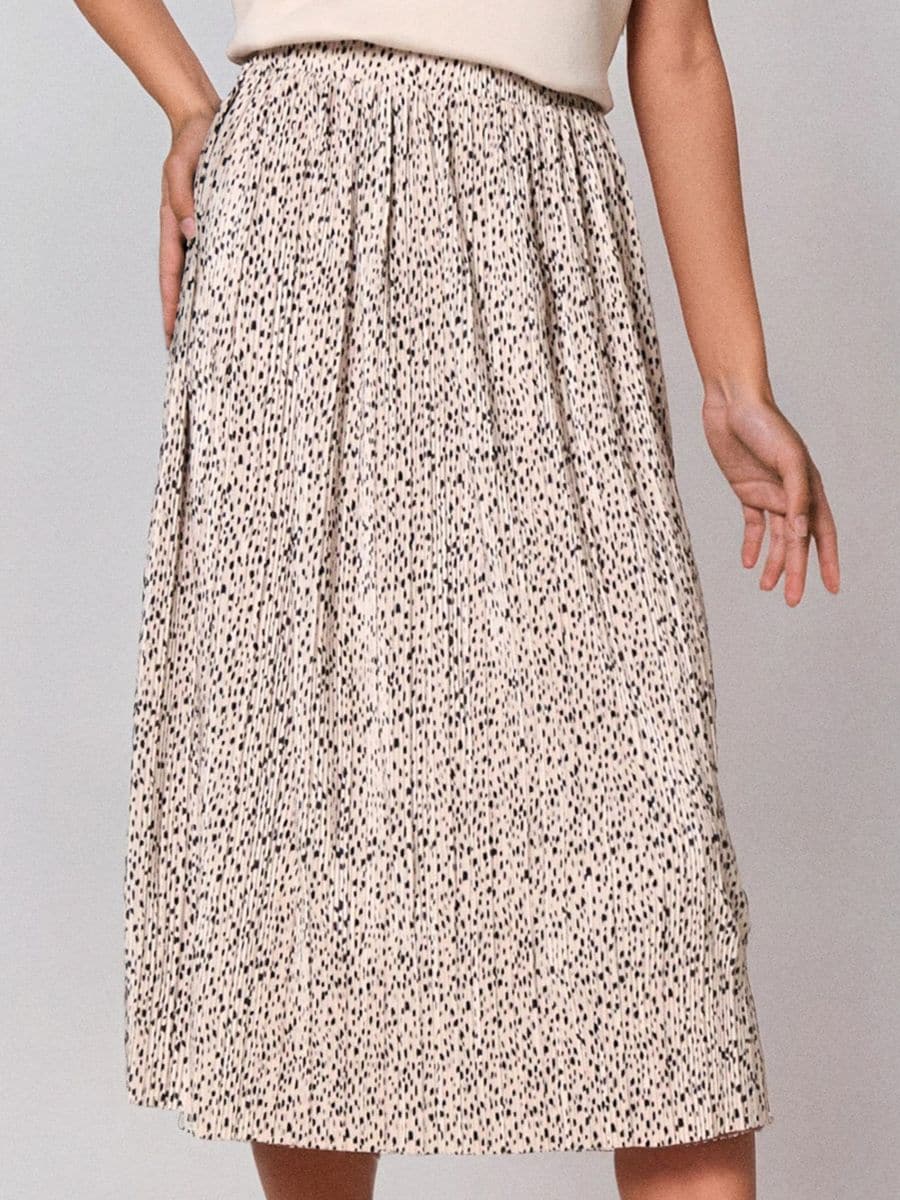 Plisowana spódnica midi w delikatny print - kremowy - SINSAY
