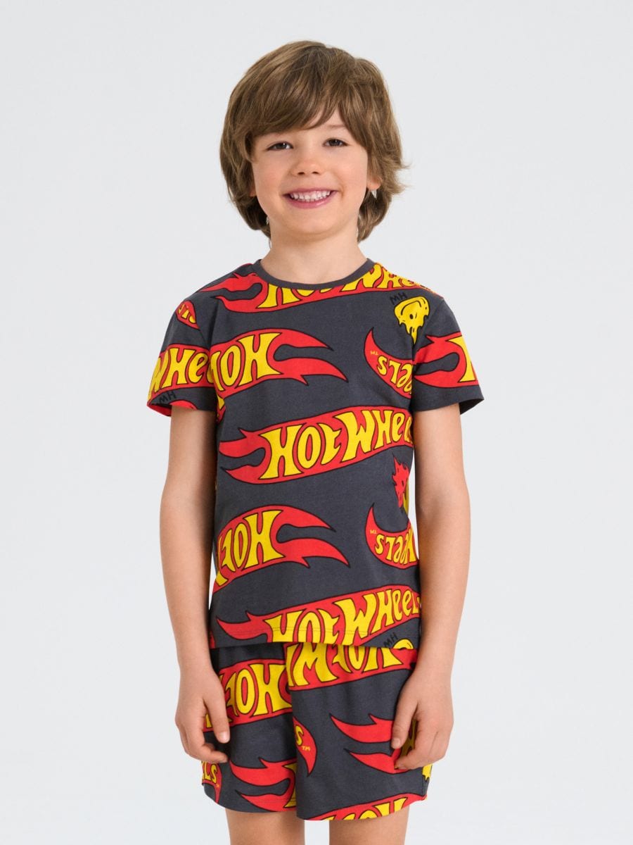 Divdaļīgs pidžamas komplekts Hot Wheels - tumši pelēka - SINSAY