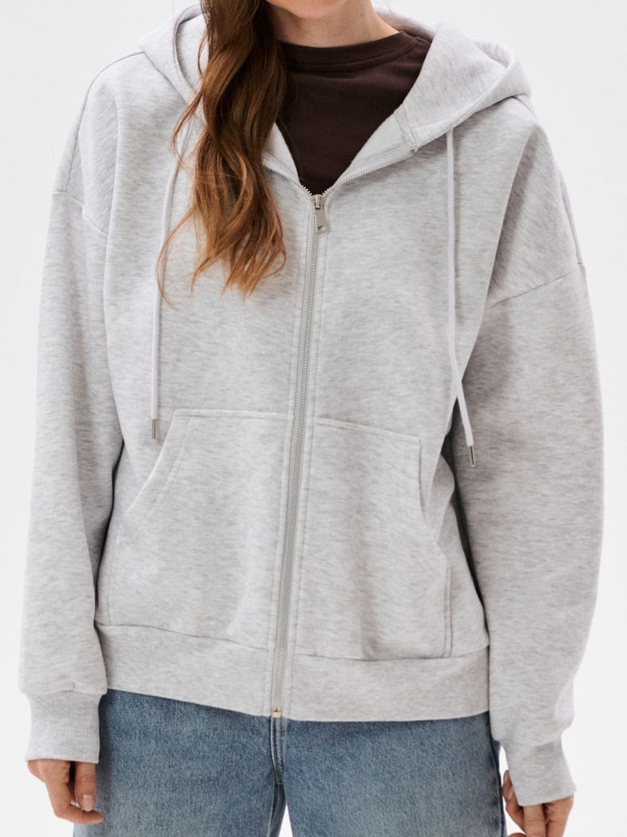 Rozpinana bluza z kapturem basic - Inny - SINSAY