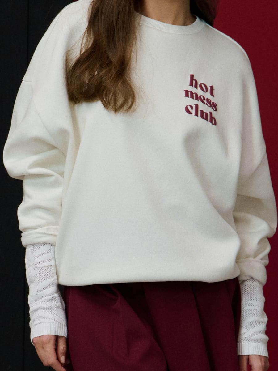 Bluza z nadrukiem na plecach - kremowy - SINSAY
