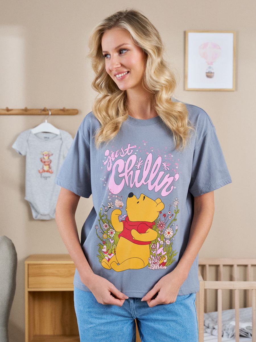 Pamučna majica sa printom Winnie the Pooh - srednjesivo - SINSAY