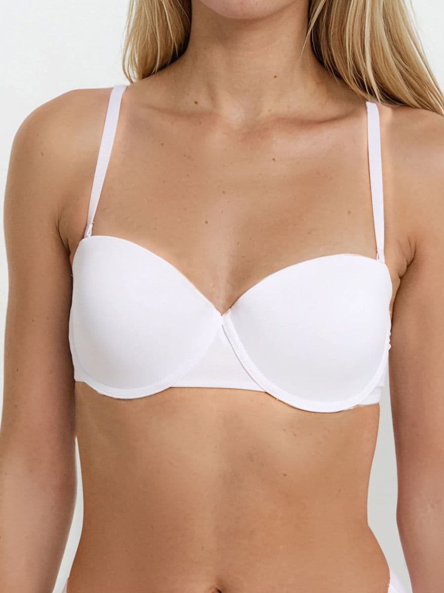 Biustonosz balkonetka z odpinanymi ramiączkami - kremowy - SINSAY