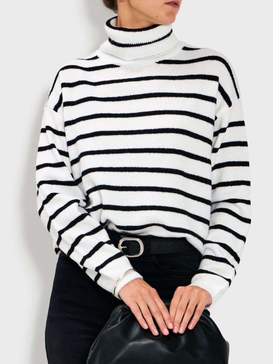 Dolčevita na pruge - bijelo - SINSAY