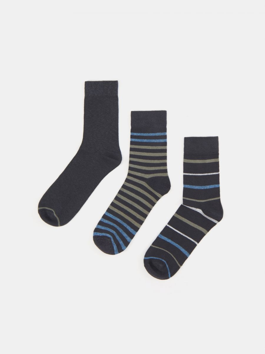 Шкарпетки, 3 пари - темно-сірий - SINSAY