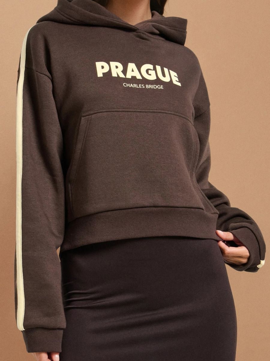 Bluza hoodie z nadrukiem - brązowy - SINSAY
