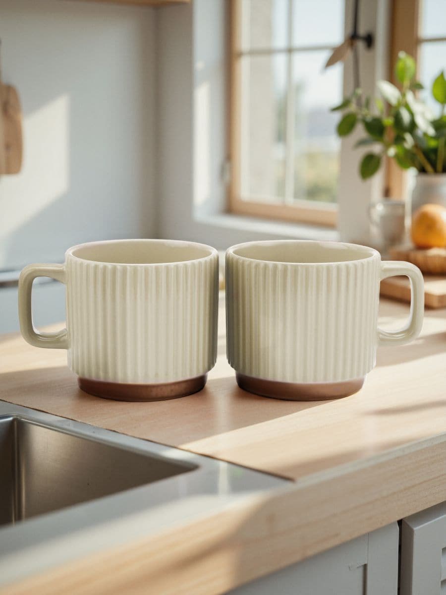 Soonilised kruusid – 2-osaline komplekt - kreemvalge - SINSAY