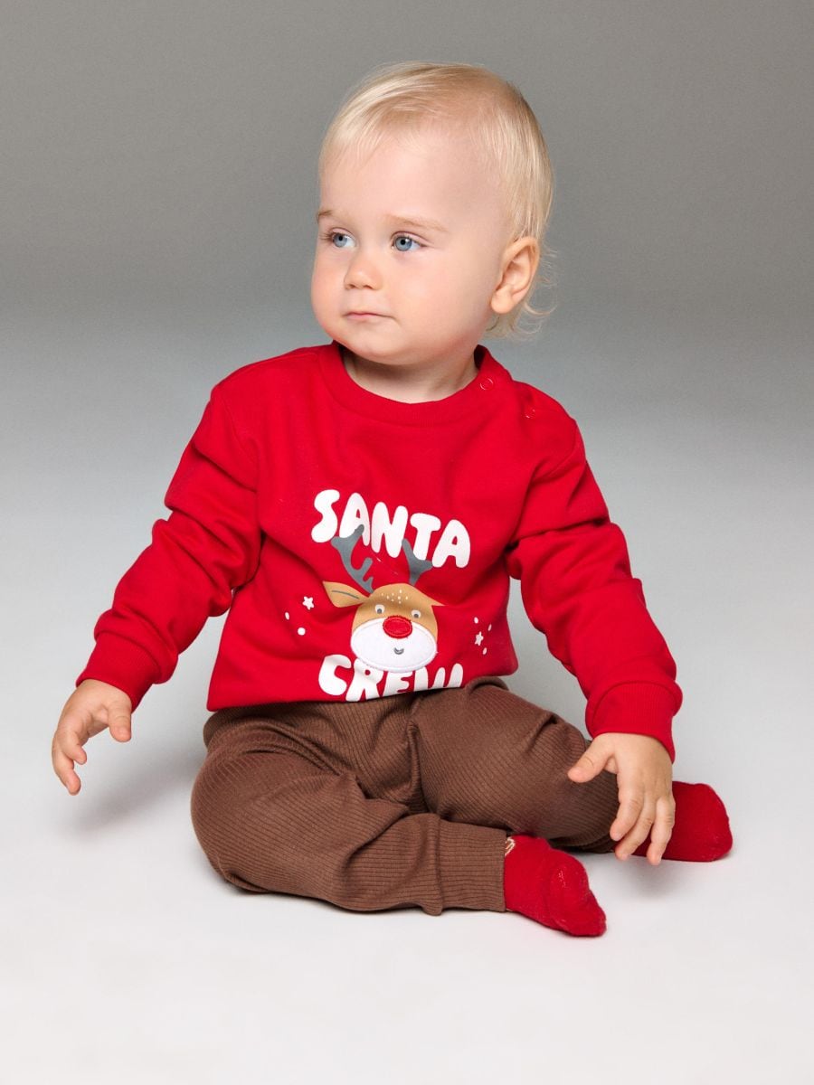 Bluza s okruglim izrezom s božićnim motivom - crvena - SINSAY