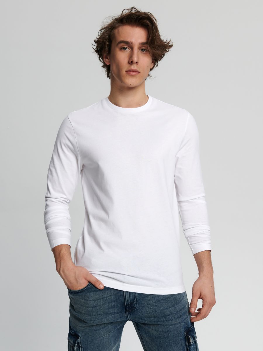 Cotton T-shirt Color white - SINSAY - 8010J-00X