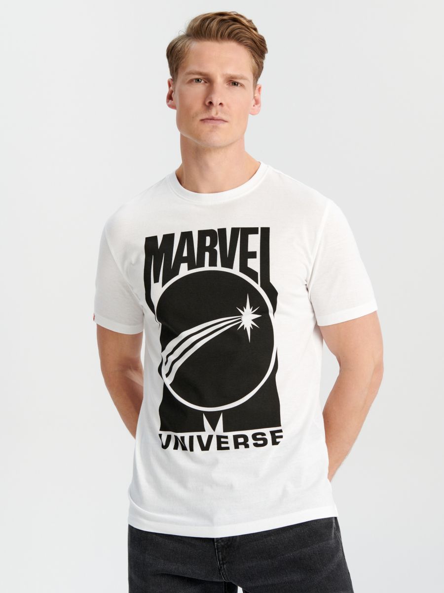 Majica Marvel - belo - SINSAY
