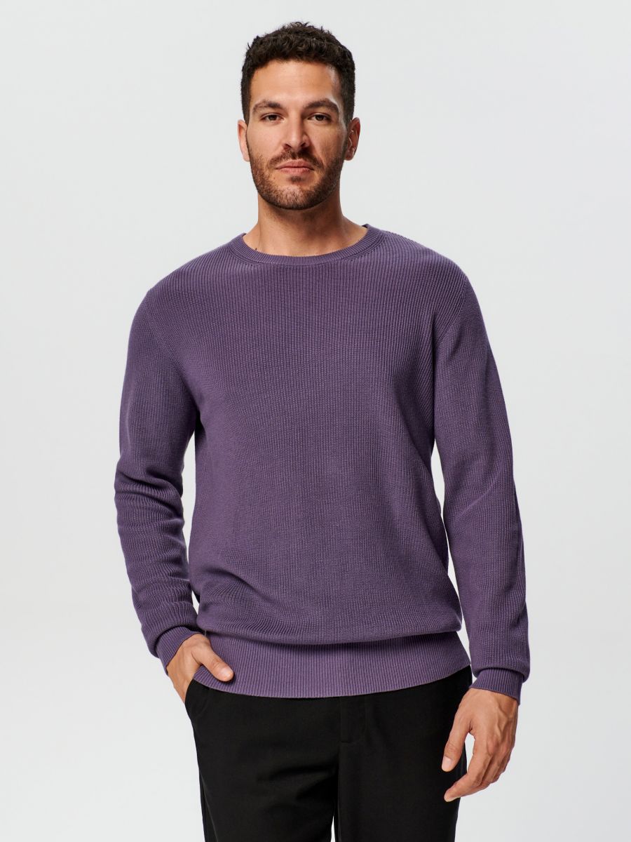 Pulover din tricot striat - violet - SINSAY