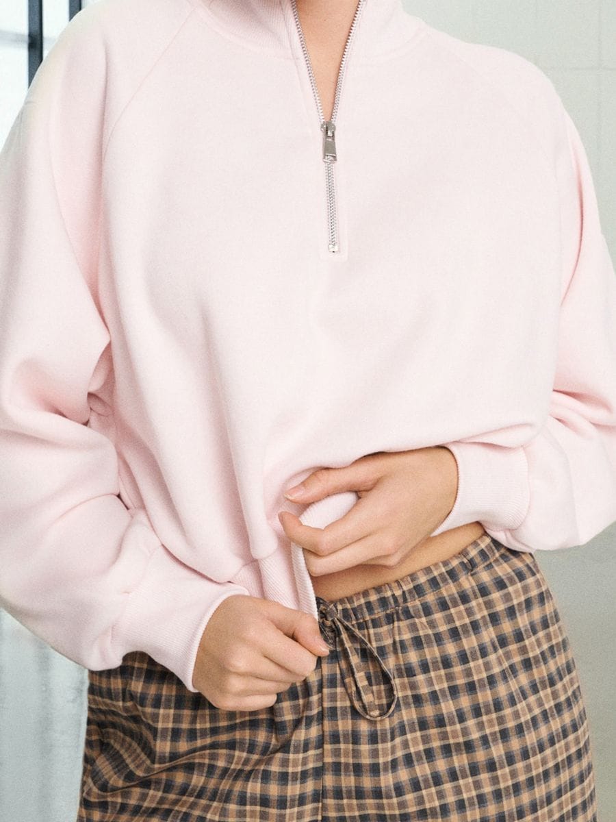 LADIES` JOGGING TOP - ροζ παστελ - SINSAY