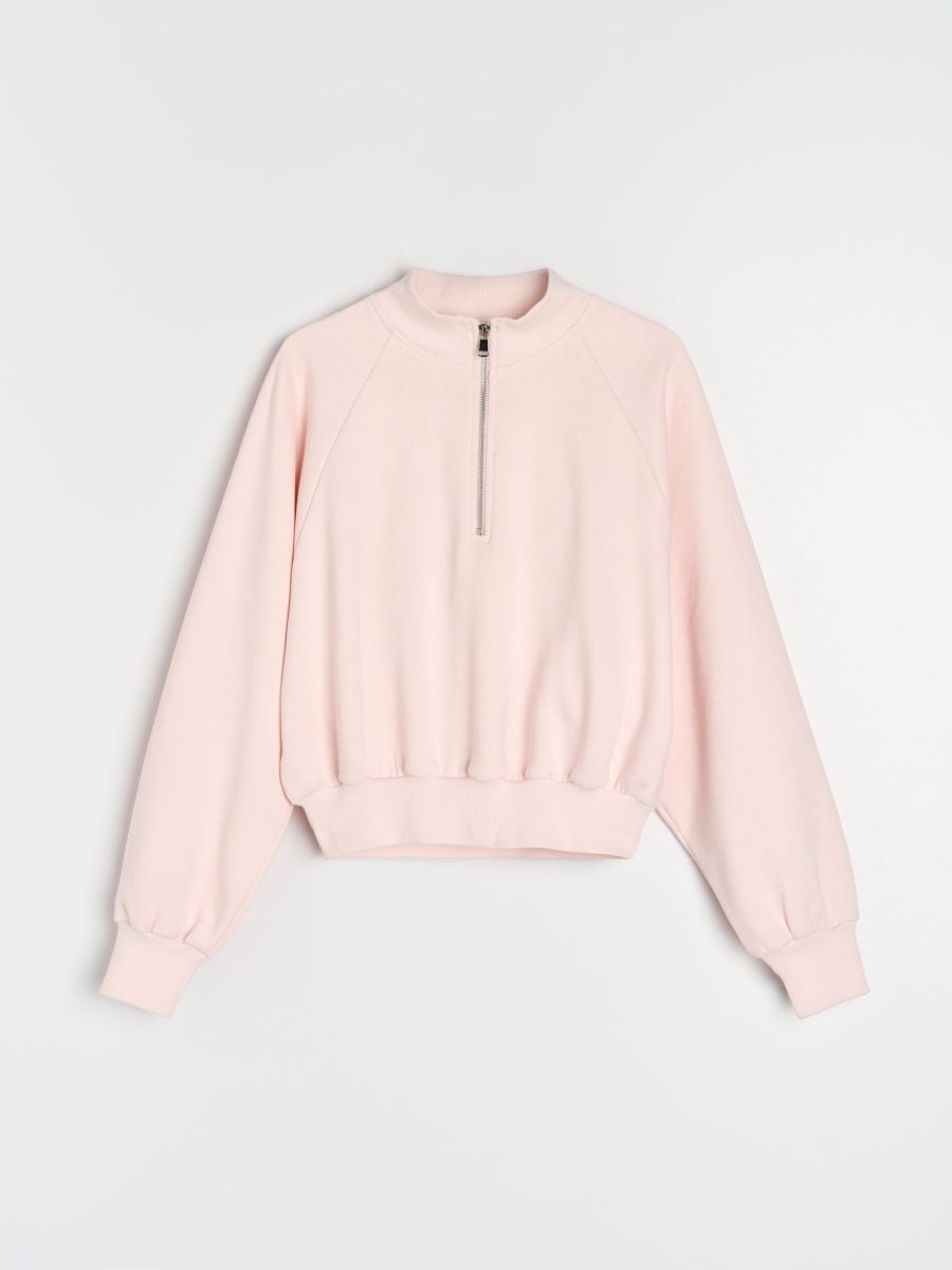 Krótka bluza ze stójką - różowy - SINSAY