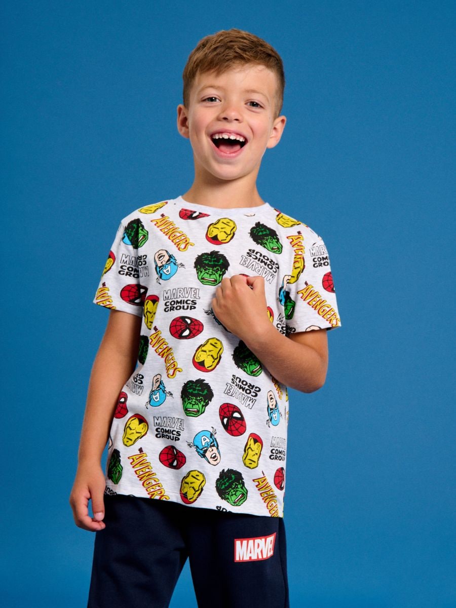 Маичка со кратки ракави Marvel Comics - сив - SINSAY