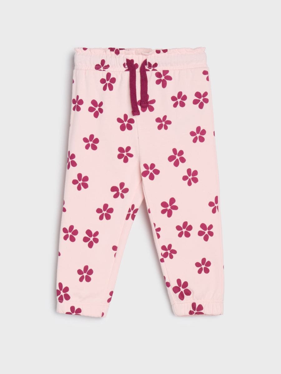 Pantaloni cu imprimeu floral - crem - SINSAY