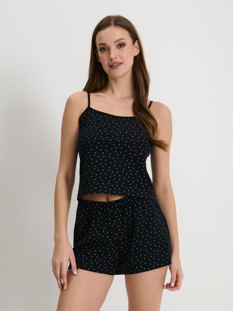 Pijama din două piese - negru - SINSAY