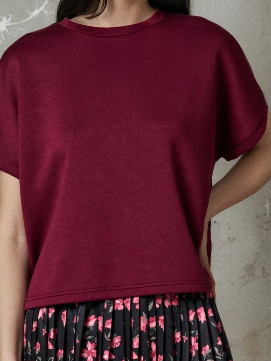 Bluza z krótkim rękawem soft touch - czerwony - SINSAY