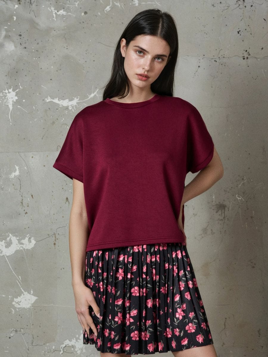 Bluza z krótkim rękawem soft touch - czerwony - SINSAY