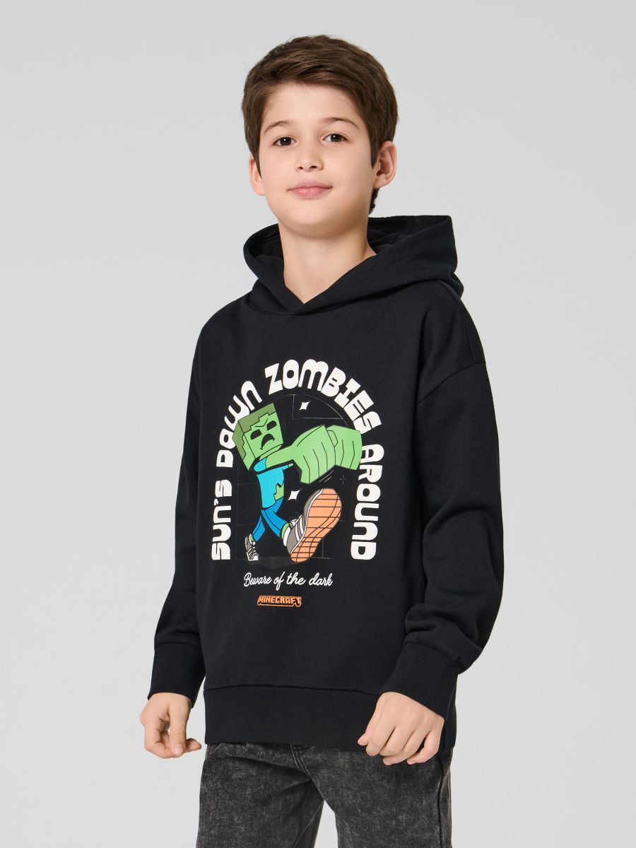 Mikina s kapucí Minecraft - černá - SINSAY