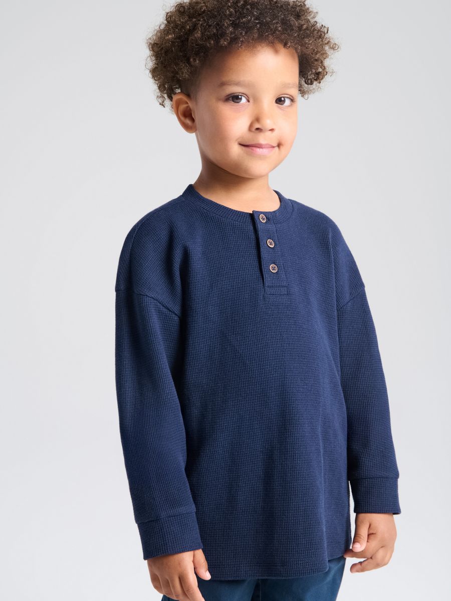 Tricou cu mânecă lungă - bleumarin - SINSAY