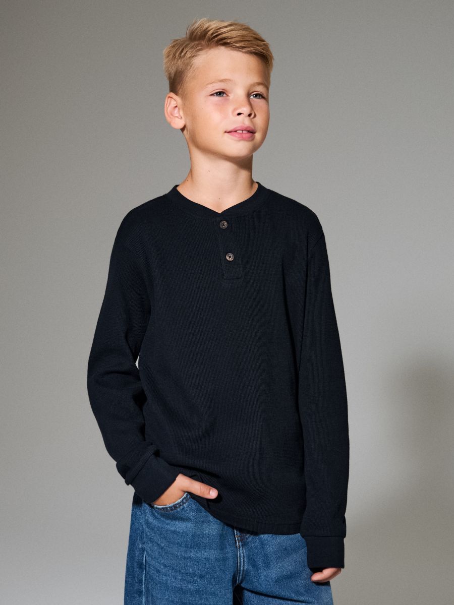 Bluză din bumbac - bleumarin - SINSAY