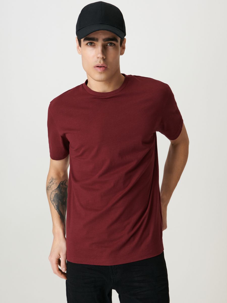 T-shirt Color maroon - SINSAY - 0321J-83X