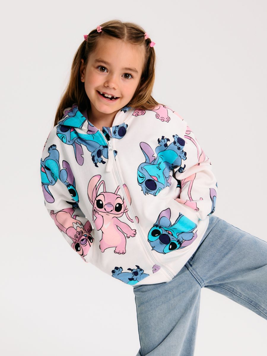 Pulover s kapuco Stitch - krema - SINSAY