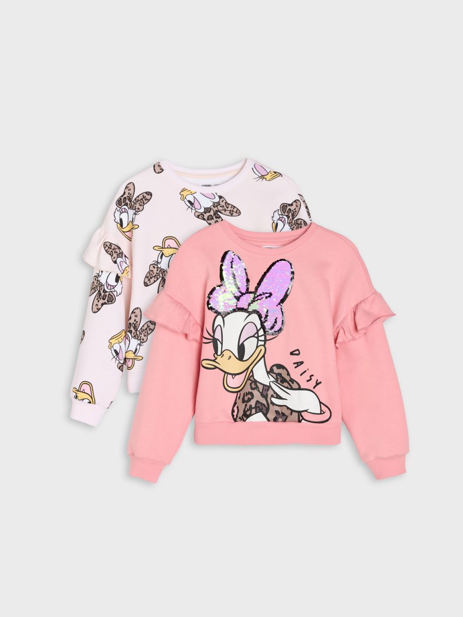 Felpa con scollo crewneck Daisy 2 pack - rosa cipria - SINSAY