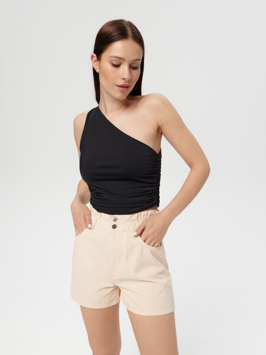 Paperbag shorts - nude jeans - SINSAY