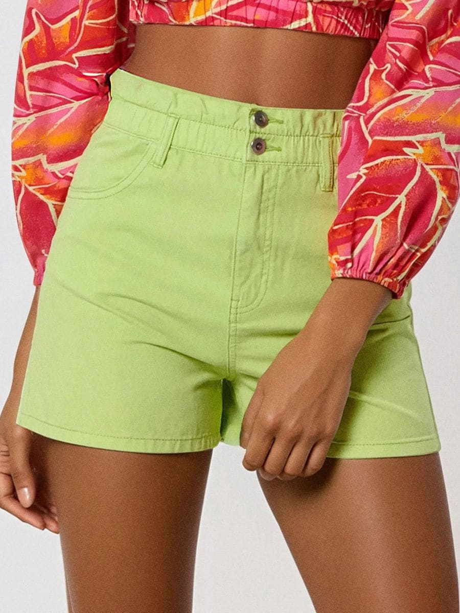 Paperbag-Shorts - Grün - SINSAY