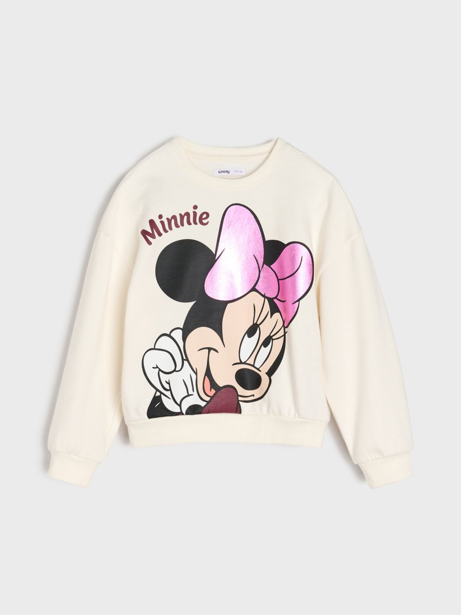 Bavlněná mikina Minnie Mouse - krémová - SINSAY