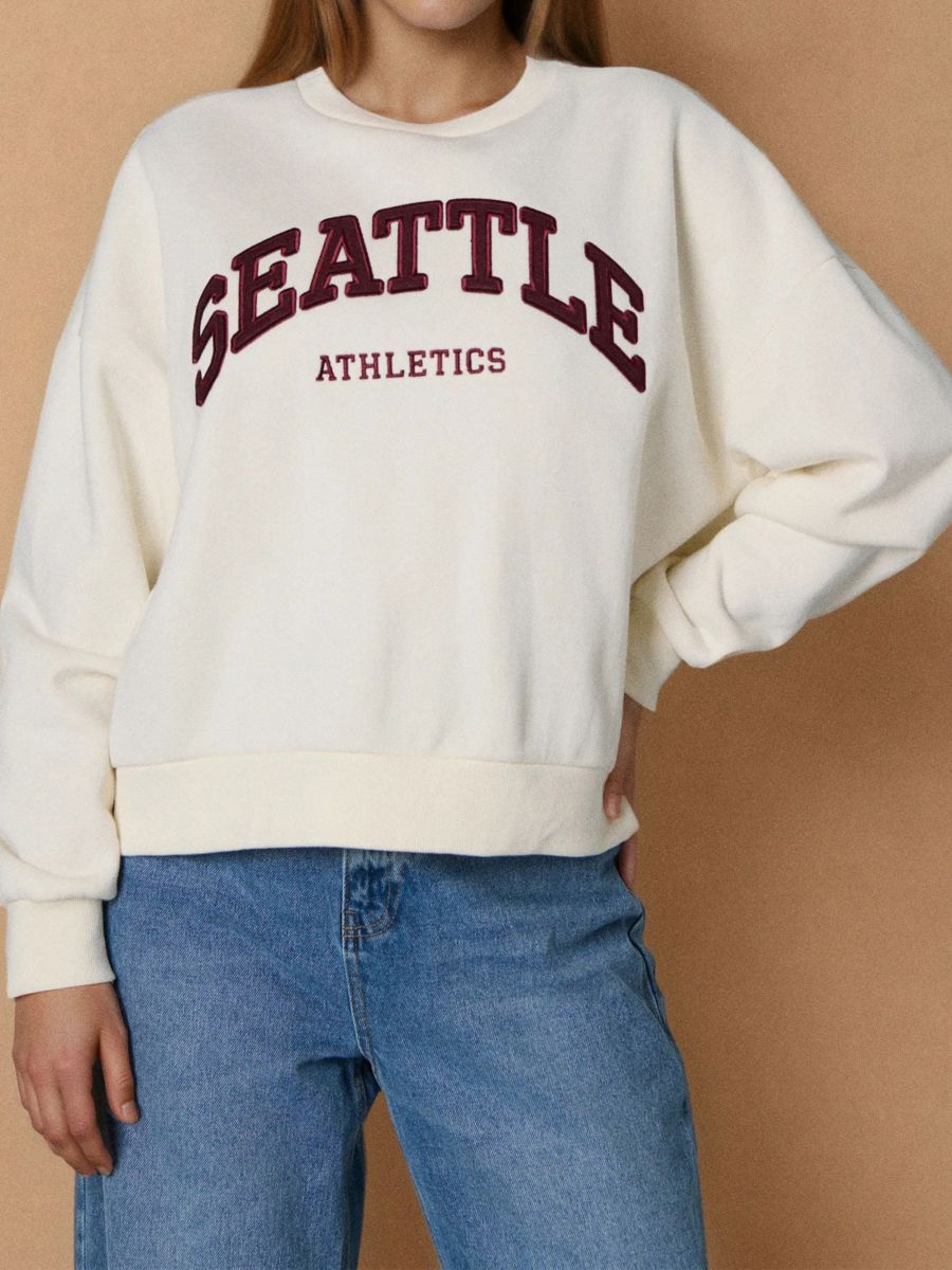 Bluza crewneck - kremowy - SINSAY