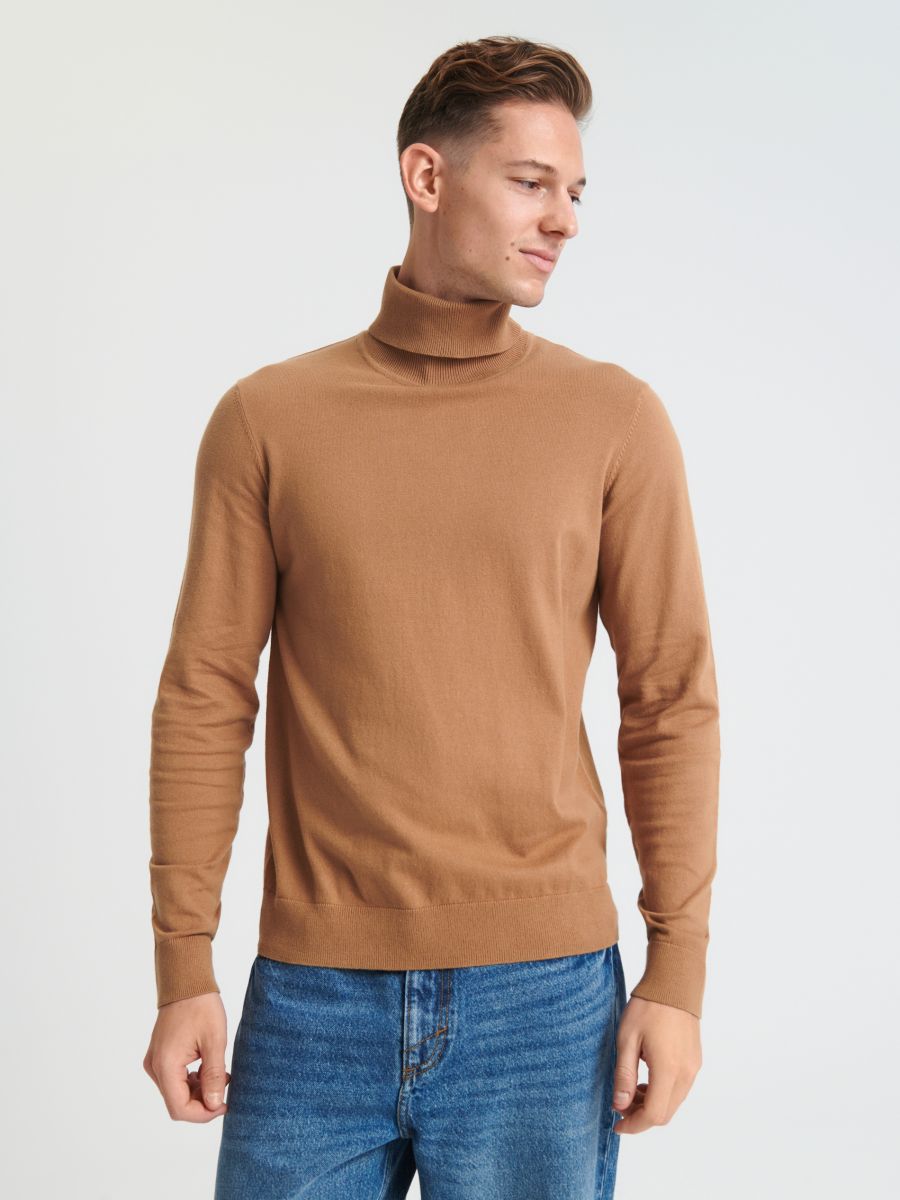 Sweter z golfem - brązowy - SINSAY