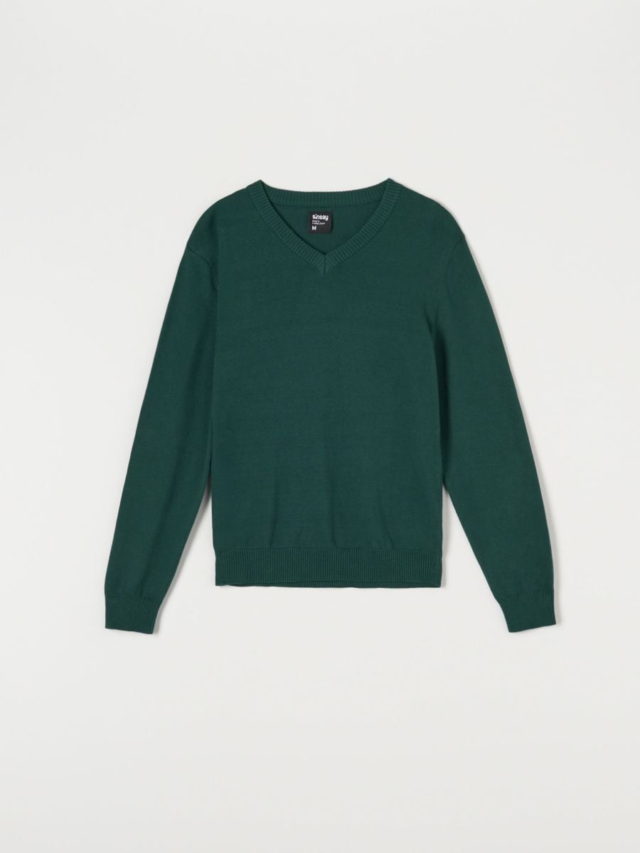 Sweter z dekoltem w serek - zielony - SINSAY