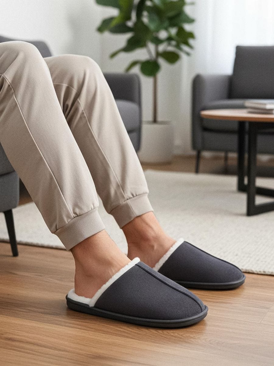 Copati iz umetnega krzna - temno siva - SINSAY